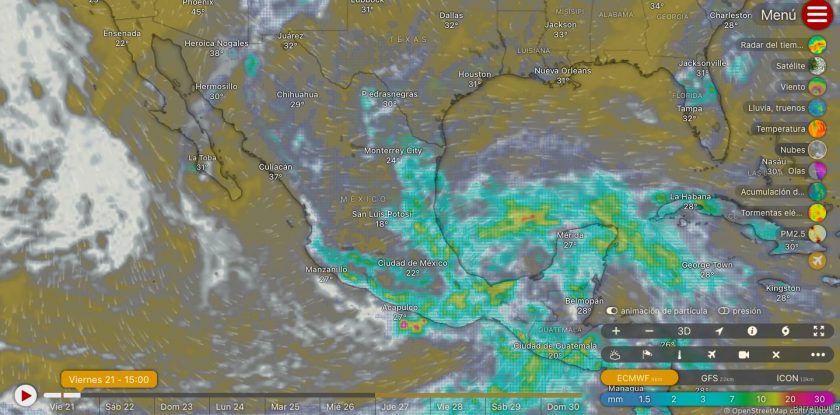 SE PRONOSTICAN LLUVIAS PUNTUALES TORRENCIALES EN PUEBLA, VERACRUZ, GUERRERO Y OAXACA.