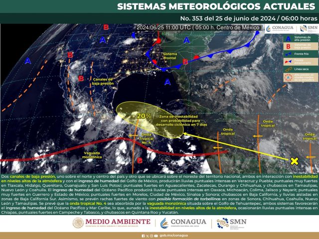 SE PRONOSTICAN LLUVIAS INTENSAS EN PUEBLA, VERACRUZ, OAXACA Y CHIAPAS. CLAMORSOCIAL.COM