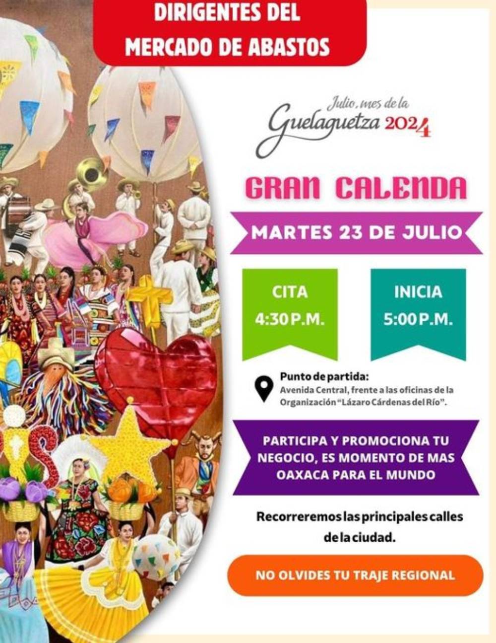 VEN Y PARTICIPA ESTE MARTES 24 DE JULIO EN "LA GRAN CALENDA DE LOS DIRIGENTES DE LA CENTRAL DE ABASTO".clamorsocial