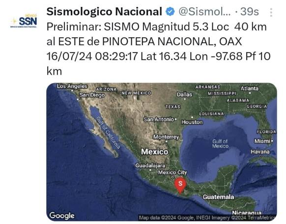 Movimiento sísmico en las costas de Oaxaca.- clamorsocial.com