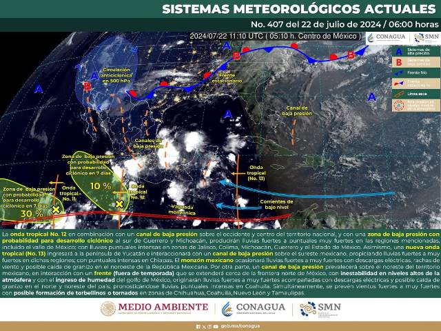 Onda tropical número 13 mantendrá la presencia de lluvias en territorio oaxaqueño.- clamorsocial.com