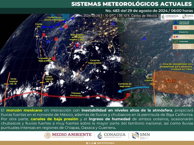 LLUVIAS PUNTUALES INTENSAS EN ZONAS DE GUERRERO, OAXACA Y CHIAPAS.