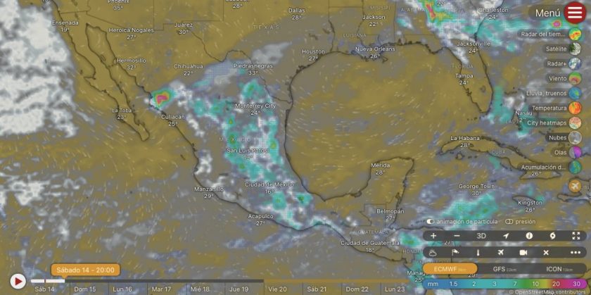 LLUVIAS MUY FUERTES EN GUERRERO Y OAXACA, FUERTES EN CHIAPAS.
