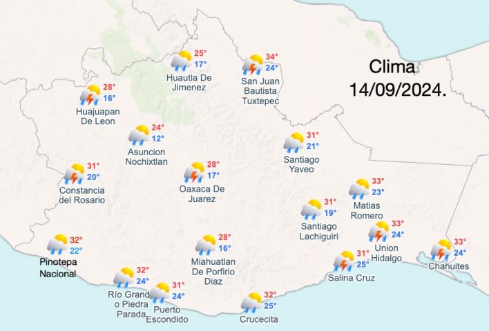 LLUVIAS MUY FUERTES EN GUERRERO Y OAXACA, FUERTES EN CHIAPAS.