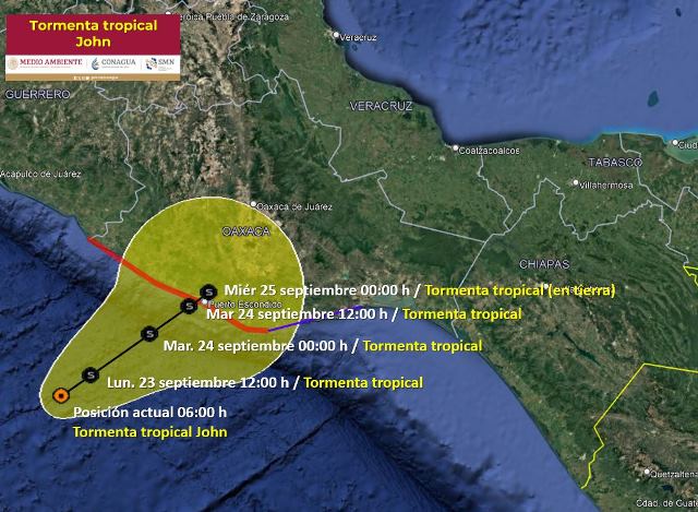 LA TORMENTA TROPICAL JOHN PRODUCIRÁ LLUVIAS EXTRAORDINARIAS EN OAXACA.
