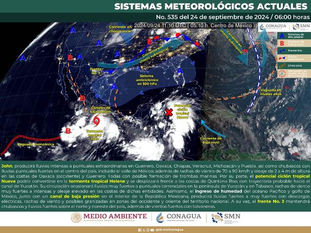 JOHN ORIGINARÁ LLUVIAS EXTRAORDINARIAS EN GUERRERO Y OAXACA.