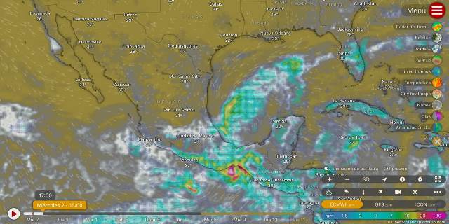 PERSISTIRÁ EL TEMPORAL DE LLUVIAS EN EL SUR, ORIENTE Y SURESTE DE MÉXICO.