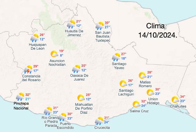 LLUVIAS PUNTUALES FUERTES EN GUERRERO, OAXACA Y VERCRUZ, INTENSAS EN CHIAPAS.