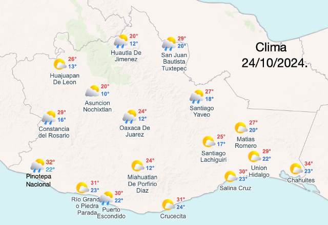 SE PRONOSTICAN LLUVIAS PUNTUALES FUERTES EN GUERRERO, OAXACA Y CHIAPAS.