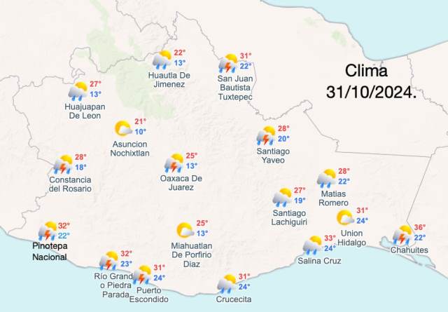 LLUVIAS PUNTUALES MUY FUERTES EN GUERRERO, OAXACA, CHIAPAS Y VERACRUZ.