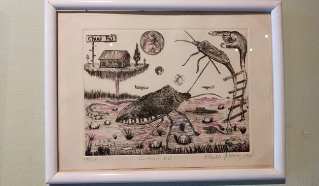El curador Fernando Gálvez de Aguinaga explicó que las Entomografías inspiradas en la gastronomía insectaria incluyen el nombre científico y común de los insectos comestibles que motivaron a cada artista.
