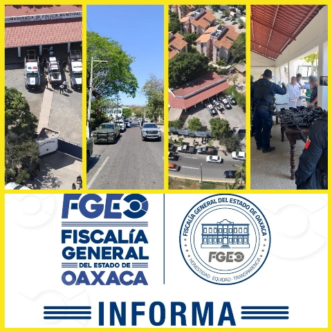 Fiscalía de Oaxaca, DEFENSA, Secretaría de Marina, Guardia Nacional y Policía Estatal realizan cateo y aseguran armas de la Policía Municipal de Santa Cruz Huatulco, investigaciones por desaparición y homicidio de cinco personas originarias de Tlaxcala