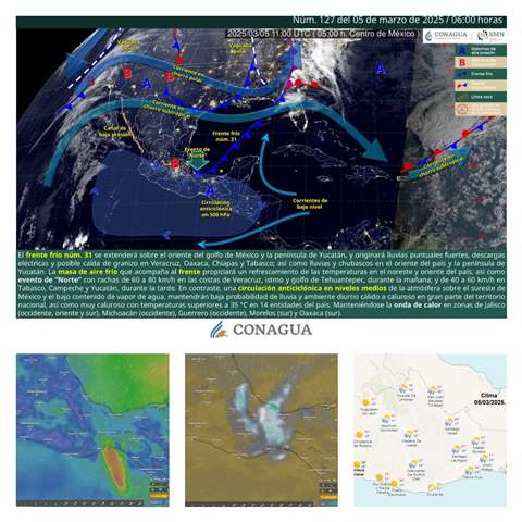 EVENTO DE NORTE EN VERACRUZ Y OAXACA CON LLUVIAS PUNTUALES FUERTES.