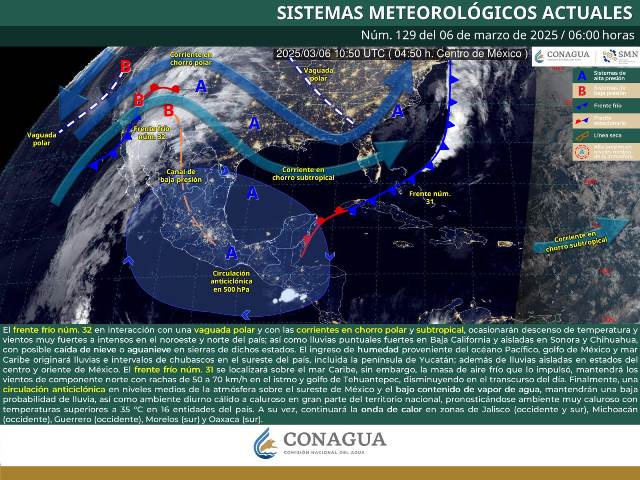CHUBASCOS EN CHIAPAS Y AISLADAS EN OAXACA.