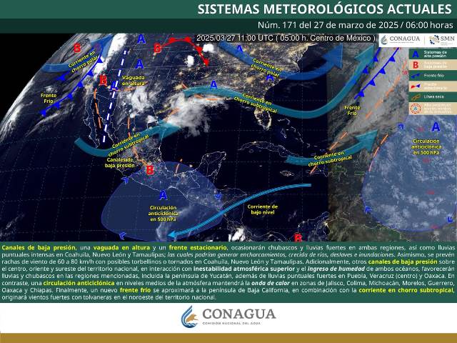 LLUVIAS PUNTUALES FUERTES EN OAXACA Y CHUBASCOS EN CHIAPAS.