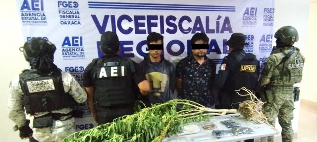 Fiscalía de Oaxaca realiza cateo en el valle de Etla y detiene a dos personas, asegura drogas, cartuchos útiles y armas de fuego.- clamorsocial.com