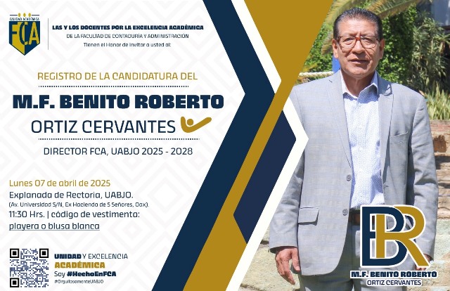 Se registra Benito Roberto como candidato a director de la de la facultad de contaduría y administración.-clamorsocial.com