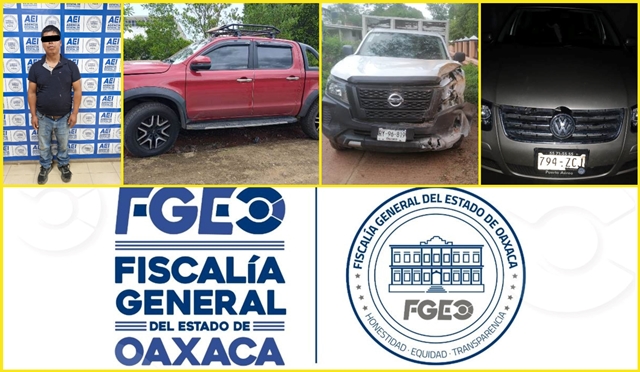 Fiscalía de Oaxaca recupera tres vehículos con reporte de robo y detiene a una persona, en operativos realizado en la región de la Mixteca.- clamorsocial.com