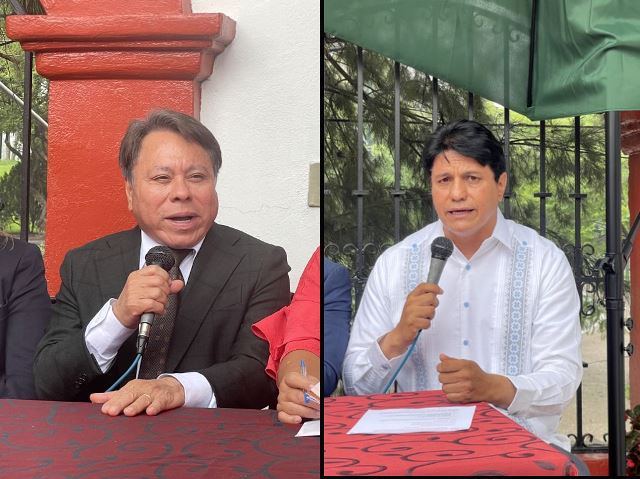 El embajador de Panamá en México, Abraham Martínez Montilla, presidente pro témpore del Grupo de América Latina y el Caribe (GRULAC) y el presidente de la Fundación Desarrollo Sustentable y Cambio Climático, Omar Guadarrama Cedillo.