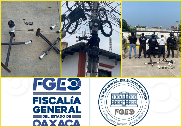 Desarticulan 23 cámaras de vigilancia ilegal durante operativo en Juchitán de Zaragoza, como parte de las acciones de la Operación Sable.- clamorsocial.com
