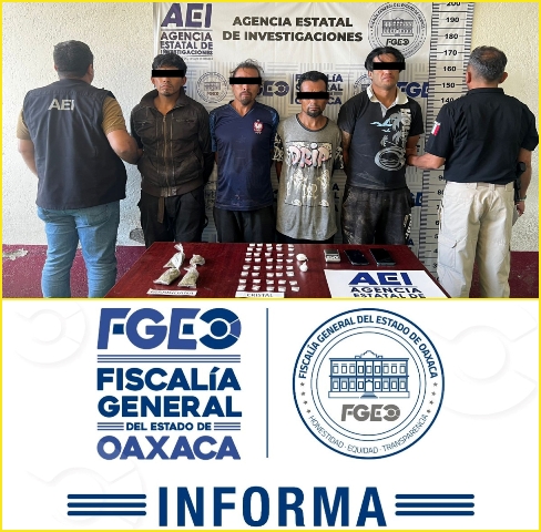 Fiscalía de Oaxaca detiene a cuatro personas por narcomenudeo en la Villa de Etla.- clamorsocial.com