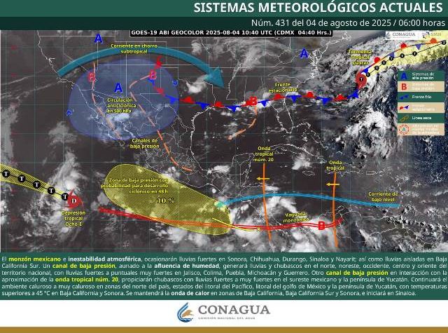 Onda tropical número 20 dejará lluvias y tormentas aisladas de corta duración en la entidad.- CLAMORSOCIAL.COM