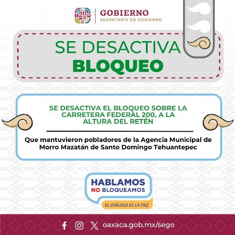 Confirma Sego liberación de la carretera 200 en el Morro Mazatán.- clamorsocial.com