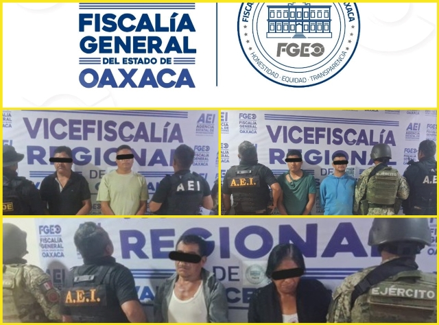 Fiscalía de Oaxaca detiene a seis personas tras operativo de captura por homicidio durante cateo realizado por la AEI .- clamorsocial.com