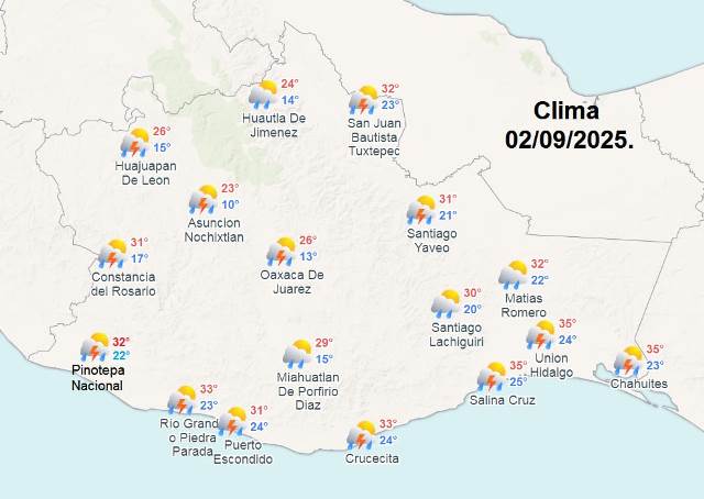 SE PRONOSTICAN LLUVIAS PUNTUALES MUY FUERTES EN GUERRERO, CHIAPAS Y OAXACA.
