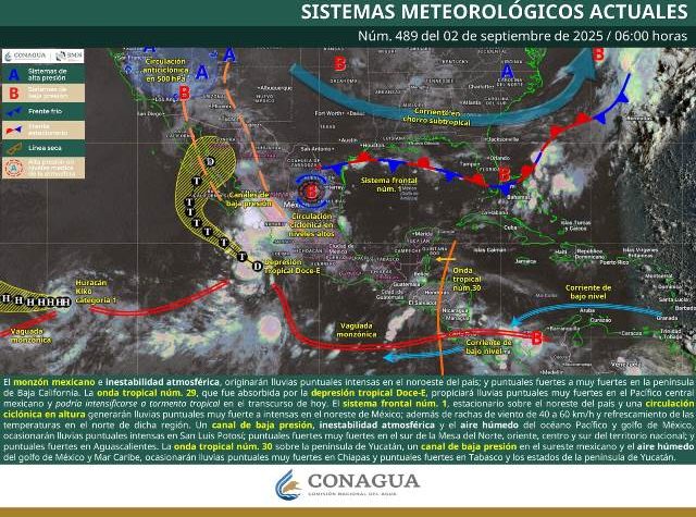 SE PRONOSTICAN LLUVIAS PUNTUALES MUY FUERTES EN GUERRERO, CHIAPAS Y OAXACA.