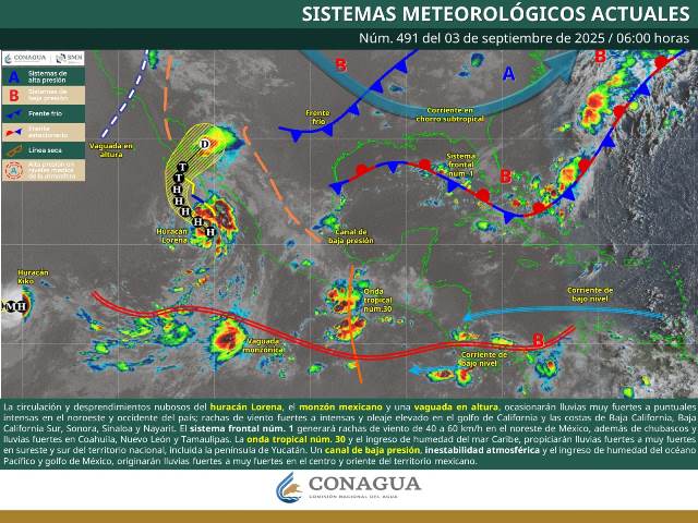 LLUVIAS INTENSAS EN ZONAS DE BAJA CALIFORNIA SUR, SONORA, CHIHUAHUA, DURANGO Y SINALOA.- clamorsocial.com