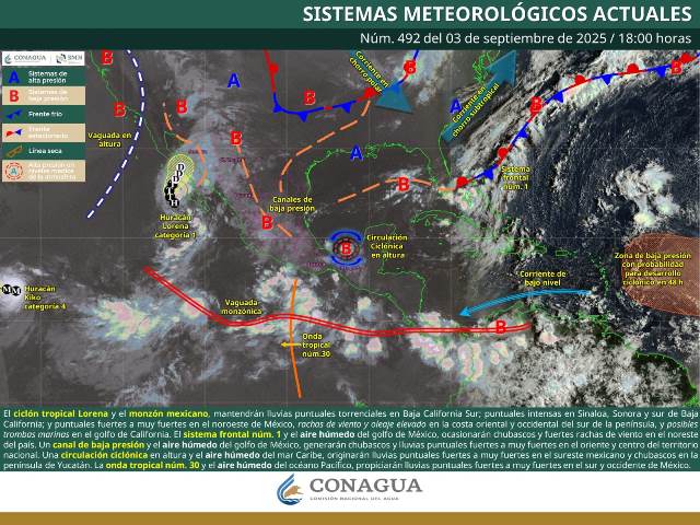 EL CICLÓN TROPICAL LORENA, OCASIONARÁ LLUVIAS INTENSAS CON PUNTUALES TORRENCIALES EN BAJA CALIFORNIA Y BAJA CALIFORNIA SUR, ASÍ COMO LLUVIAS MUY FUERTES CON PUNTUALES INTENSAS EN SONORA Y SINALOA.- CLAMORSOCIAL.COM