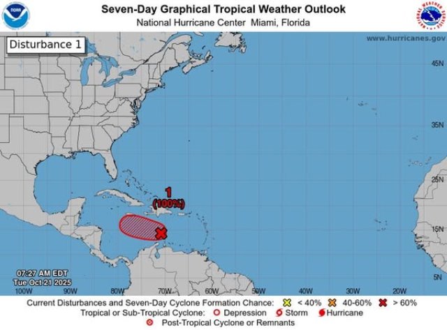 A punto de formarse tormenta tropical en el Caribe