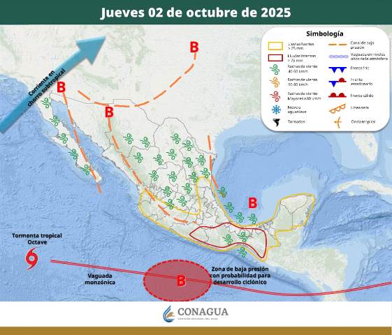 SE PRONOSTICAN LLUVIAS PUNTUALES INTENSAS EN GUERRERO, OAXACA, CHIAPAS, TABASCO Y VERACRUZ.- CLAMORSOCIAL.COM