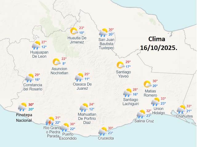 SE PREVÉN LLUVIAS PUNTUALES INTENSAS EN OAXACA Y CHIAPAS.- clamorsocial.com