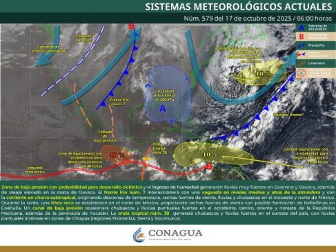 SE PREVÉN LLUVIAS MUY FUERTES A INTENSAS EN EL SUR Y SURESTE DEL PAÍS, ASÍ COMO EN LA PENÍNSULA DE YUCATÁN.- CLAMORSOCIAL.COM