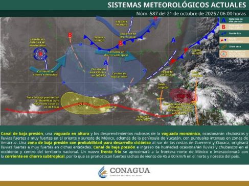 SE PRONOSTICAN LLUVIAS MUY FUERTES CON PUNTUALES INTENSAS EN ZONAS DE LOS ESTADOS DEL ORIENTE, SUR Y SURESTE DEL TERRITORIO NACIONAL.- clamorsocial.com