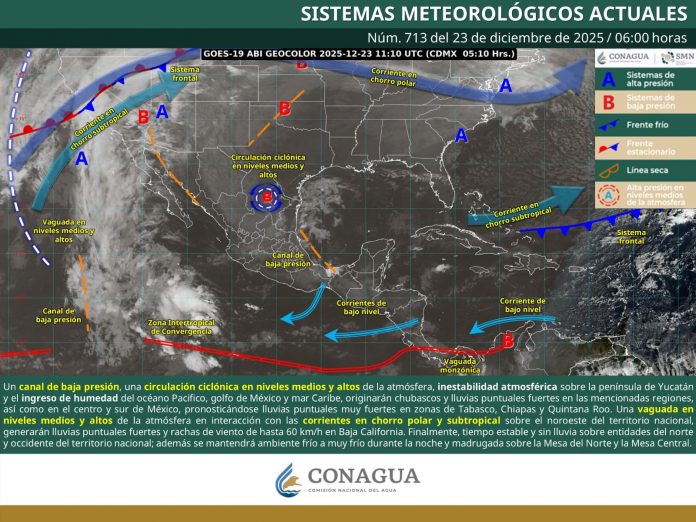 SE PREVÉN LLUVIAS PUNTUALES MUY FUERTES EN TABASCO, CHIAPAS Y QUINTANA ROO.-clamorsocial.com