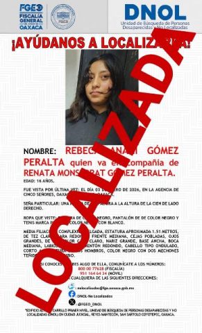 Fiscalía de Oaxaca localiza en 72 horas a tres mujeres reportadas como no localizadas; se trató de ausencias voluntarias.- CLAMORSOCIAL.COM