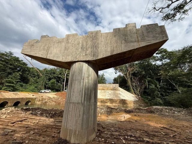 Colocación de trabes en la carretera Federal Tuxtepec – Oaxaca