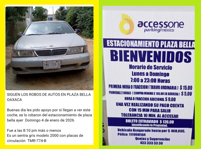 DENUNCIAN OLA DE ROBOS, FALTA DE SEGURIDADY COBROINDEBIDO Y ABUSIVO EN PLAZA BELLA OAXACA AL INICIO DE 2026 Fotos: redes sociales